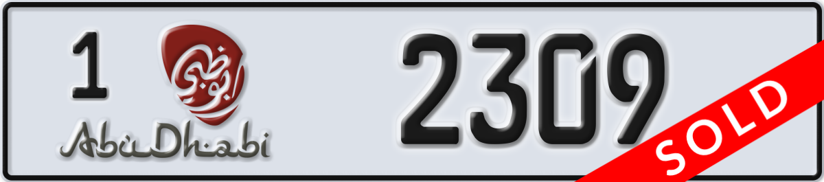 abu dhabi License Plate Number 2309 Code 1