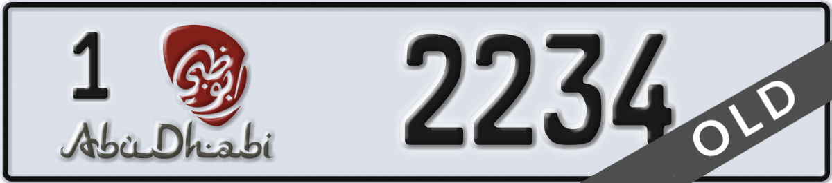 abu dhabi License Plate Number 2234 Code 1
