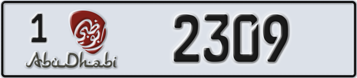 abu dhabi License Plate Number 2309 Code 1