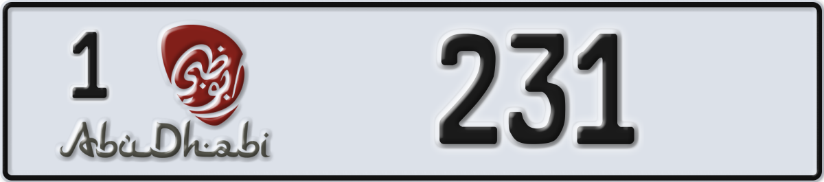 abu dhabi License Plate Number 231 Code 1
