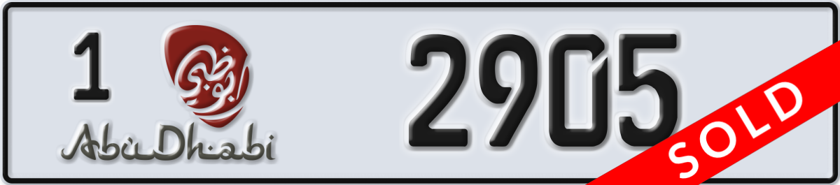 abu dhabi License Plate Number 2905 Code 1