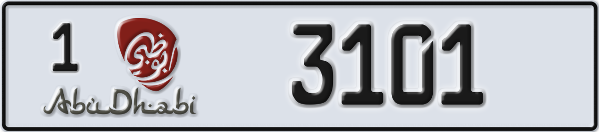 abu dhabi License Plate Number 3101 Code 1