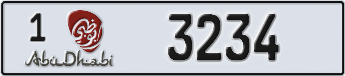 abu dhabi License Plate Number 3234 Code 1