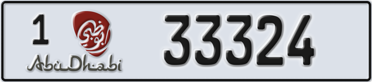 abu dhabi License Plate Number 33324 Code 1