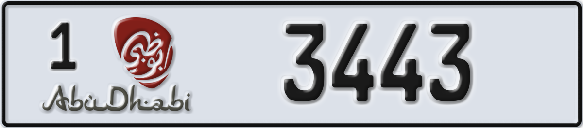 abu dhabi License Plate Number 3443 Code 1