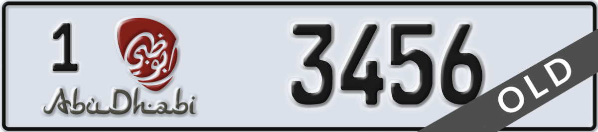 abu dhabi License Plate Number 3456 Code 1