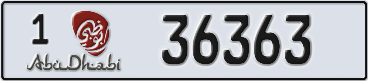 abu dhabi License Plate Number 36363 Code 1