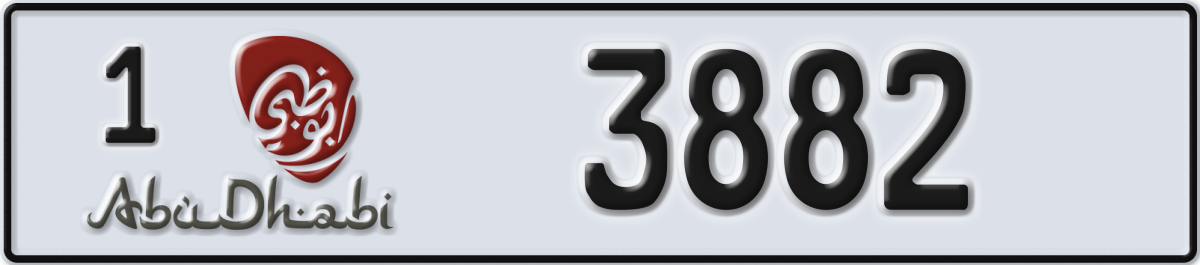 abu dhabi License Plate Number 3882 Code 1