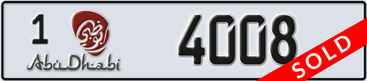 abu dhabi License Plate Number 4008 Code 1