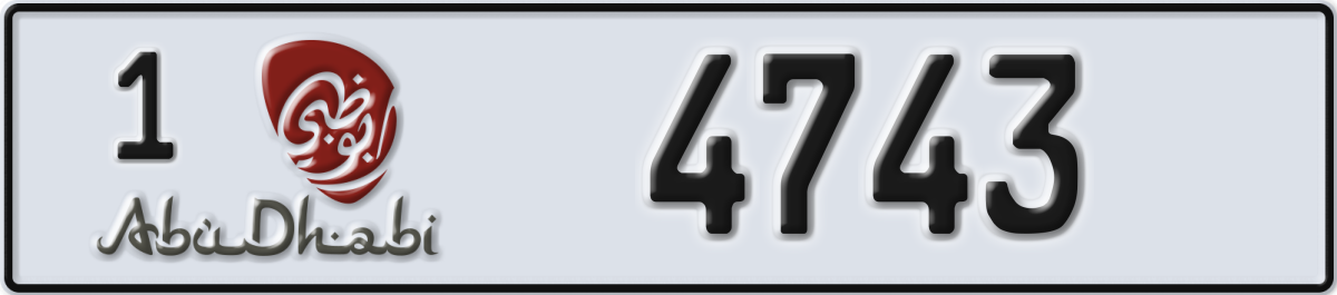 abu dhabi License Plate Number 4743 Code 1