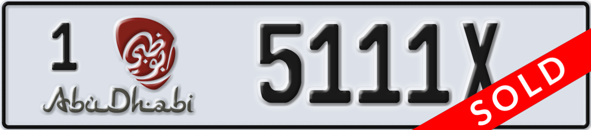 abu dhabi License Plate Number 5111X Code 1