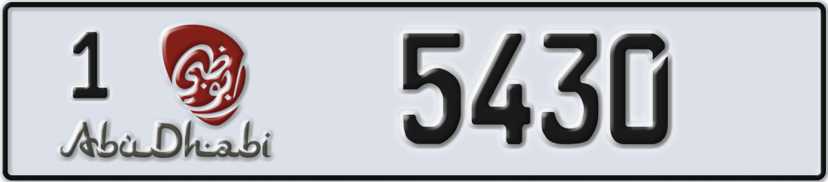 abu dhabi License Plate Number 5430 Code 1