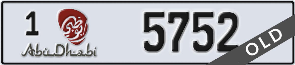 abu dhabi License Plate Number 5752 Code 1