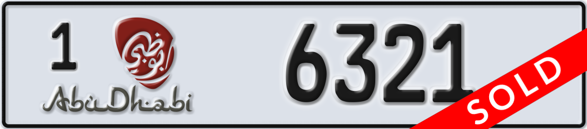 abu dhabi License Plate Number 6321 Code 1