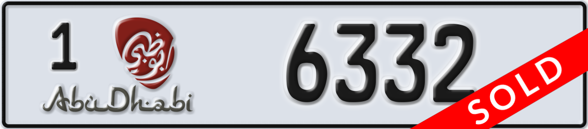 abu dhabi License Plate Number 6332 Code 1