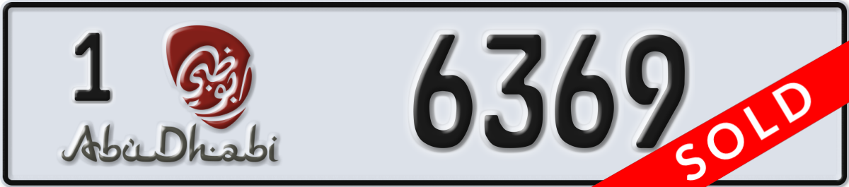 abu dhabi License Plate Number 6369 Code 1