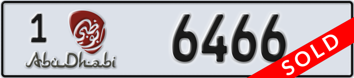 abu dhabi License Plate Number 6466 Code 1