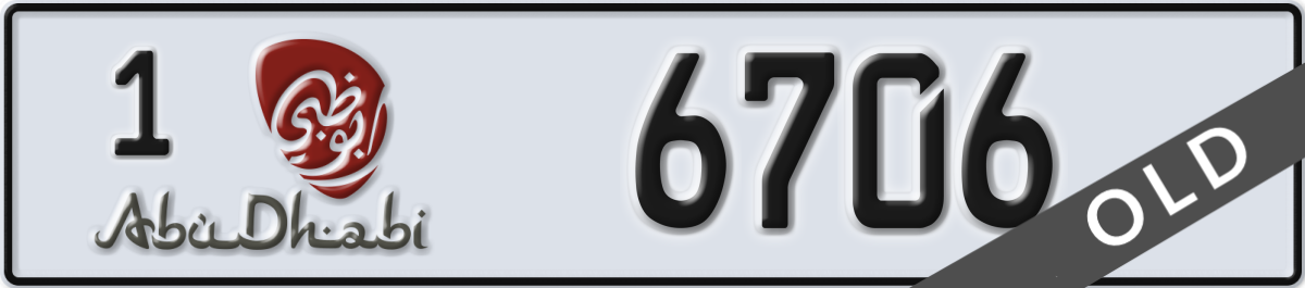 abu dhabi License Plate Number 6706 Code 1