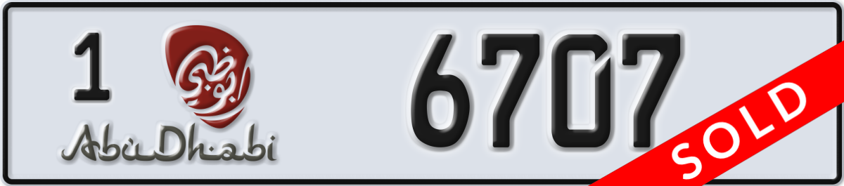 abu dhabi License Plate Number 6707 Code 1