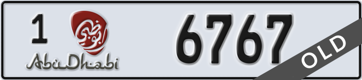 abu dhabi License Plate Number 6767 Code 1
