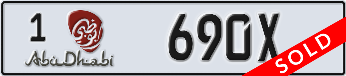 abu dhabi License Plate Number 690X Code 1