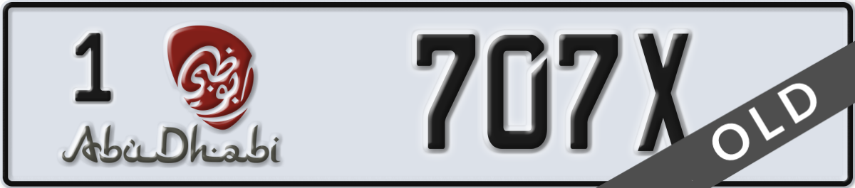 abu dhabi License Plate Number 707X Code 1