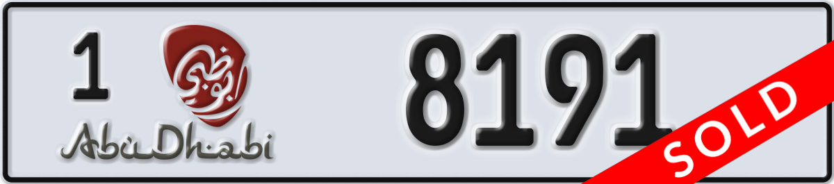 abu dhabi License Plate Number 8191 Code 1
