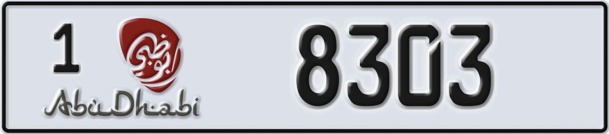 abu dhabi License Plate Number 8303 Code 1