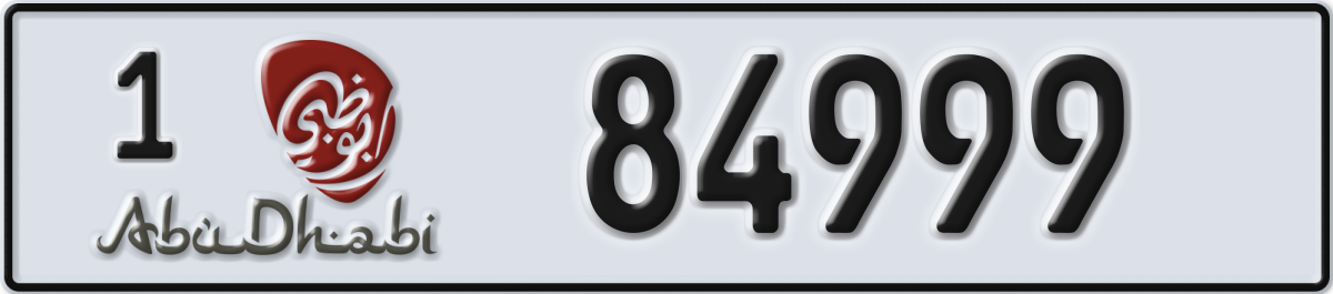 abu dhabi License Plate Number 84999 Code 1