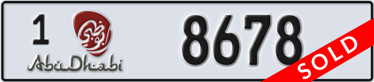 abu dhabi License Plate Number 8678 Code 1