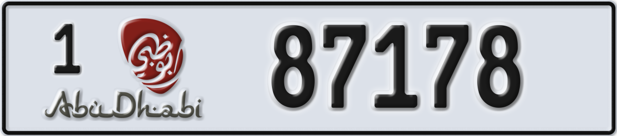 abu dhabi License Plate Number 87178 Code 1