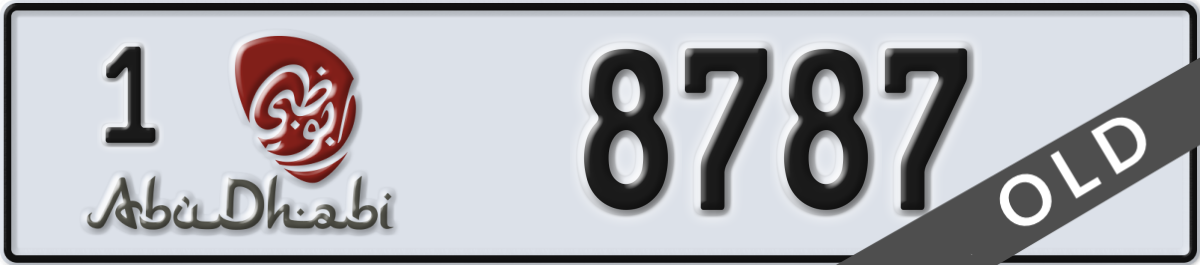abu dhabi License Plate Number 8787 Code 1
