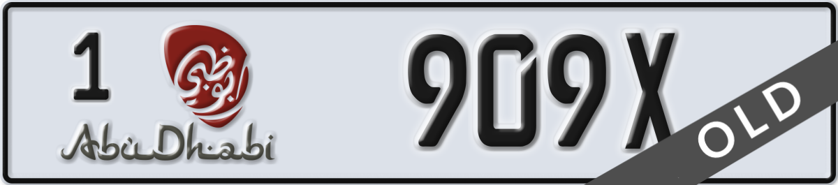 abu dhabi License Plate Number 909X Code 1