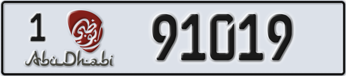 abu dhabi License Plate Number 91019 Code 1