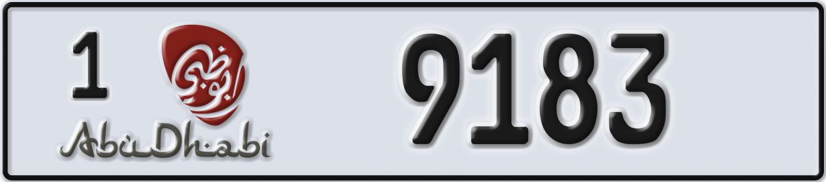 abu dhabi License Plate Number 9183 Code 1