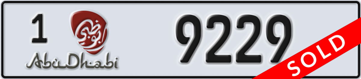 abu dhabi License Plate Number 9229 Code 1