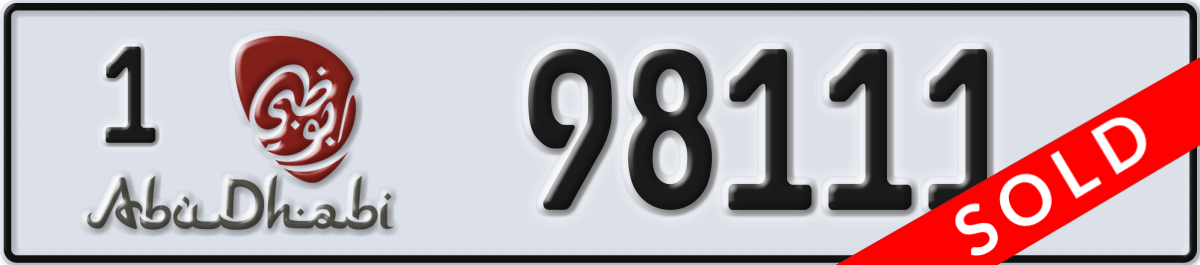 abu dhabi License Plate Number 98111 Code 1