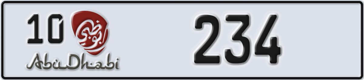 abu dhabi License Plate Number 234 Code 10