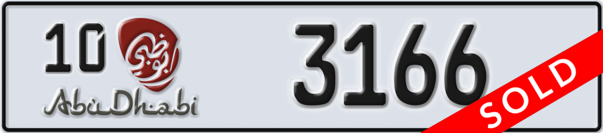 abu dhabi License Plate Number 3166 Code 10