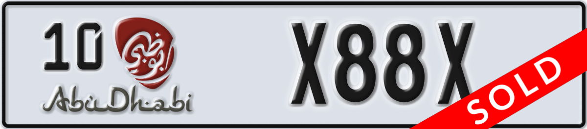 abu dhabi License Plate Number X88X Code 10