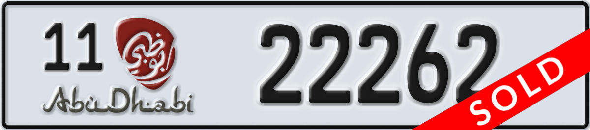 abu dhabi License Plate Number 22262 Code 11