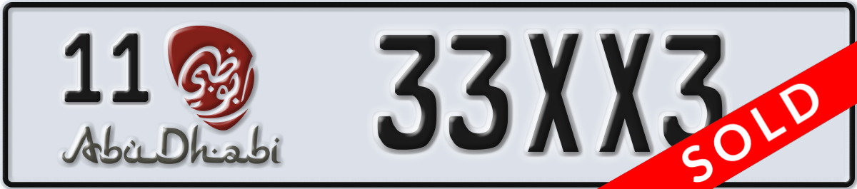 abu dhabi License Plate Number 33XX3 Code 11
