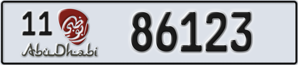 abu dhabi License Plate Number 86123 Code 11