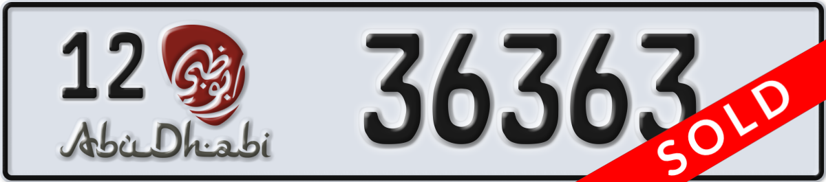 abu dhabi License Plate Number 36363 Code 12