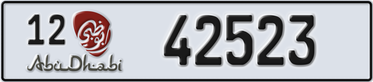 abu dhabi License Plate Number 42523 Code 12