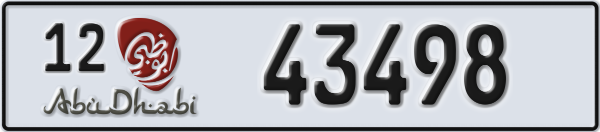 abu dhabi License Plate Number 43498 Code 12