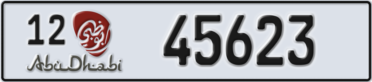 abu dhabi License Plate Number 45623 Code 12