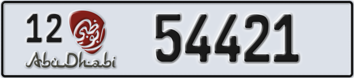 abu dhabi License Plate Number 54421 Code 12