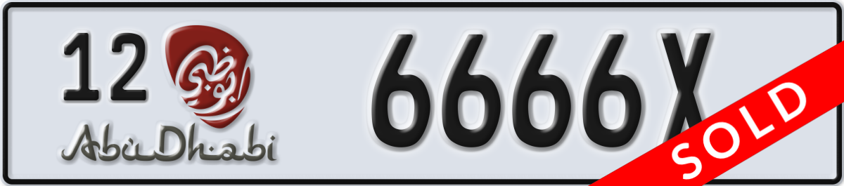 abu dhabi License Plate Number 6666X Code 12