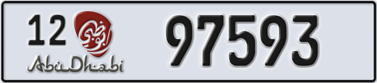 abu dhabi License Plate Number 97593 Code 12
